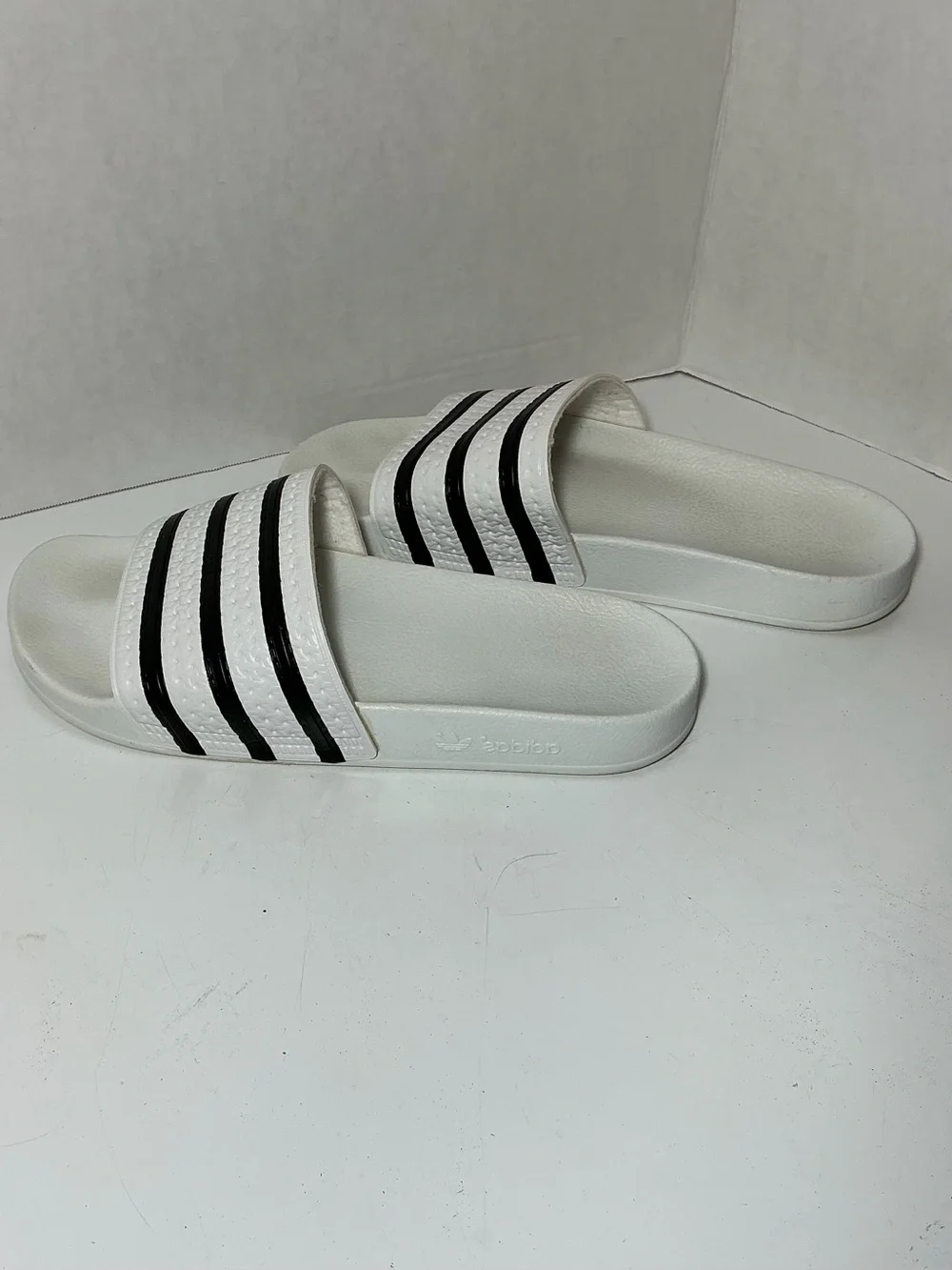 Adidas Adilette Slides White Black Male Size 10 280648 Made In Italy 🇮🇹